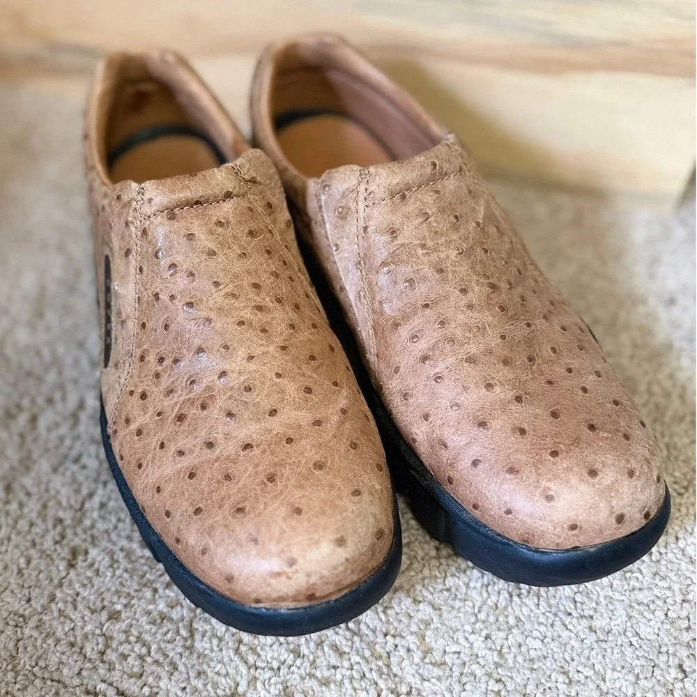 Men's Roper Ostrich Slip On Shoes Brown 9